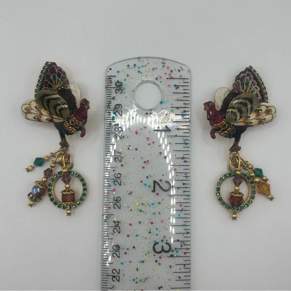 Vintage Lunch at the Ritz Turkey Earrings - Picture 7 of 7